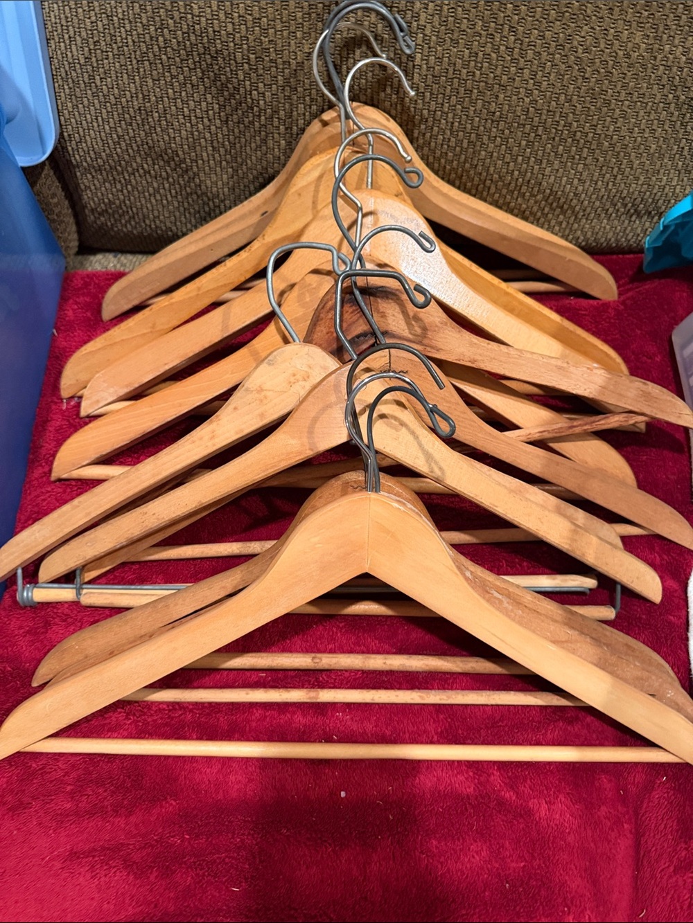 Wooden Suit Hangers  (12)- Natural Wood Finish (Set)